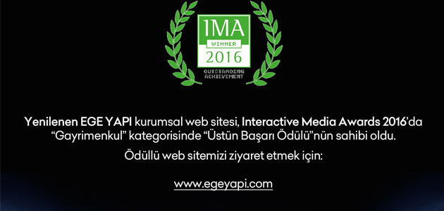 Ege Yapı’nın Kurumsal İnternet Sitesi  Uluslararası Ödülün Sahibi Oldu